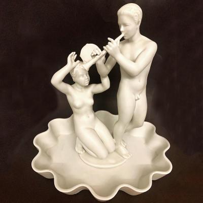 Harald Salomon Pan and Nymph by Harald Salomon 1900 1990 Norway Denmark porcelain