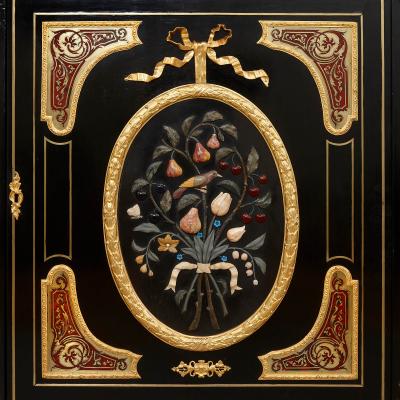 Hardstone ormolu and Boulle mounted ebonised wood sideboard