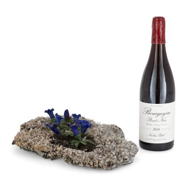 Hardstone quartz gold nephrite lapis lazuli model of an alpine flower bed