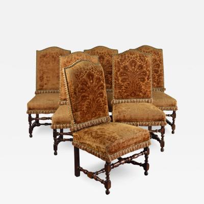 Harlequin Set of 12 French Louis XIII 17th Century Walnut Side Chairs