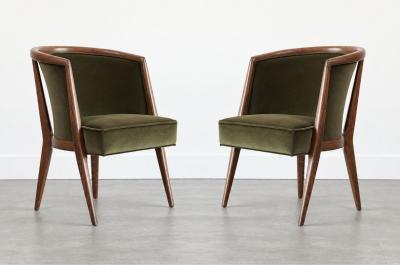 Harold Schwartz Lounge Chairs in Olive Velvet C 1950s