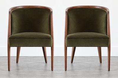 Harold Schwartz Lounge Chairs in Olive Velvet C 1950s