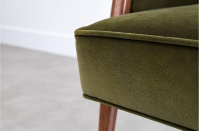 Harold Schwartz Lounge Chairs in Olive Velvet C 1950s