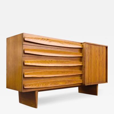 Harold Schwartz Romweber Harold Schwartz Romweber Oak Tambour Cabinet Sculptural Architectural 1950s