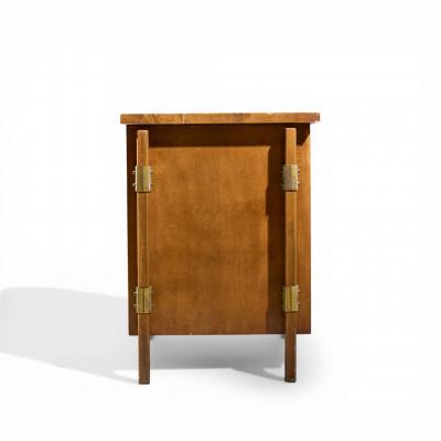 Harold Schwartz Romweber Harold Schwartz for Romweber Mid Century Burlwood and Brass Credenza and Hutch