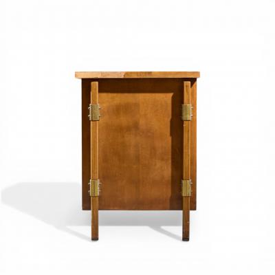 Harold Schwartz Romweber Harold Schwartz for Romweber Mid Century Burlwood and Brass Credenza and Hutch
