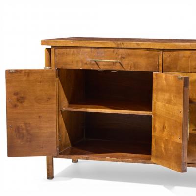 Harold Schwartz Romweber Harold Schwartz for Romweber Mid Century Burlwood and Brass Credenza and Hutch