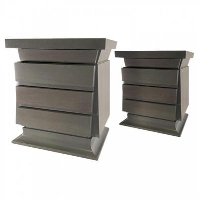 Harold Schwartz Romweber Pair of American Modern Cerused Gray Nightstands Harold Schwartz for Romweber