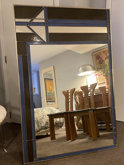 Harriet Hyams MONUMENTAL STAINED GLASS ART DECO REVIVAL MIRROR