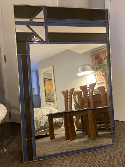 Harriet Hyams MONUMENTAL STAINED GLASS ART DECO REVIVAL MIRROR