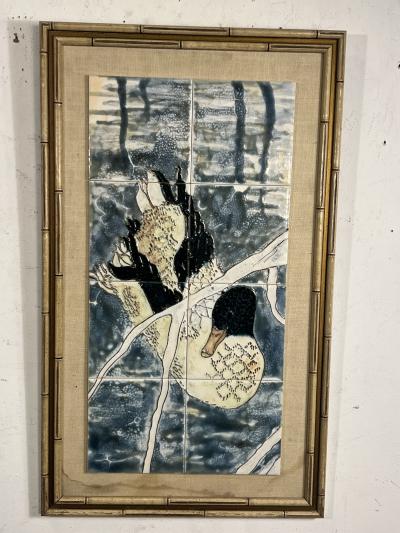 Harris Strong MID CENTURY MALLARD DUCK CERAMIC TILE ART BY HARRIS G STRONG