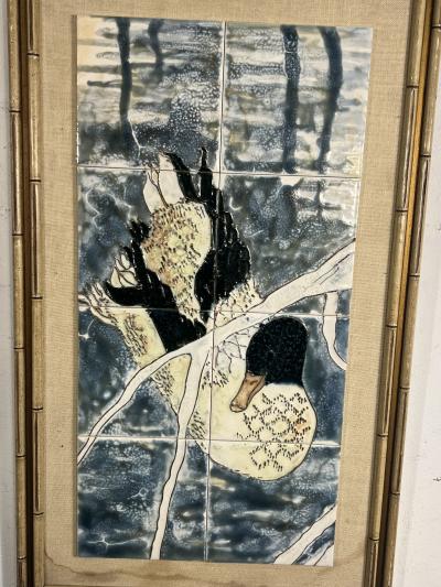 Harris Strong MID CENTURY MALLARD DUCK CERAMIC TILE ART BY HARRIS G STRONG