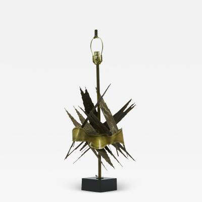 Harry Balmer BEAUTIFUL BRUTALIST ETCHED BRASS LAMP