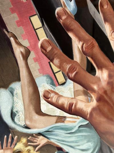 Harry Barton Sexy Blond Falls from Window Noir Pulp Art