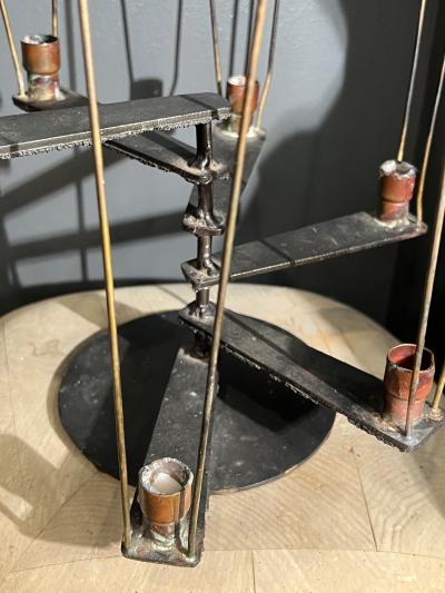 Harry Bertoia BRUTALIST MIXED METALS SIX LIGHT CANDELABRA SCULPTURE IN THE MANNER OF BERTOIA