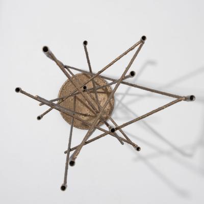 Harry Bertoia Brutalist Melt Coated Welded Steel Rod Candlbra