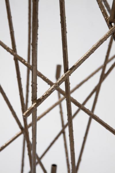 Harry Bertoia Brutalist Melt Coated Welded Steel Rod Candlbra