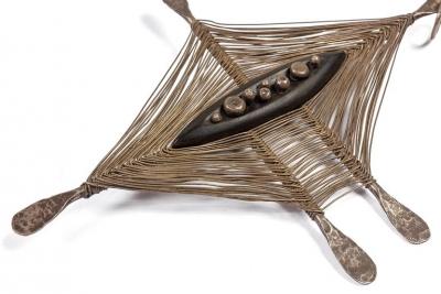 Harry Bertoia Harry Bertoia Hand Forged Silver Ebony and Silver Wire Pendant USA 1942