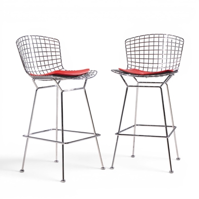 Harry Bertoia Harry Bertoia for Knoll Mid Century Chrome Bar Stools Pair