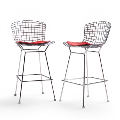 Harry Bertoia Harry Bertoia for Knoll Mid Century Chrome Bar Stools Pair