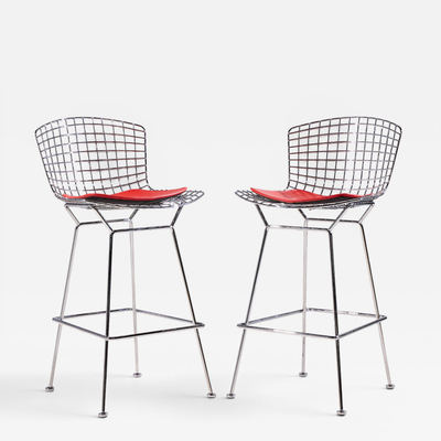 Harry Bertoia Harry Bertoia for Knoll Mid Century Chrome Bar Stools Pair