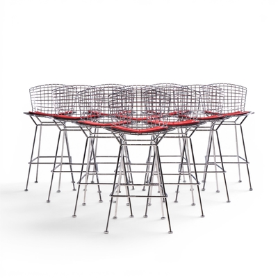 Harry Bertoia Harry Bertoia for Knoll Mid Century Chrome Bar Stools Set of 10