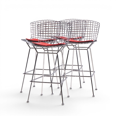 Harry Bertoia Harry Bertoia for Knoll Mid Century Chrome Bar Stools Set of 4