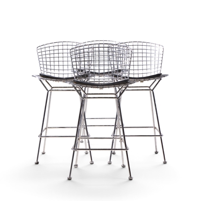 Harry Bertoia Harry Bertoia for Knoll Mid Century Chrome Bar Stools Set of 4