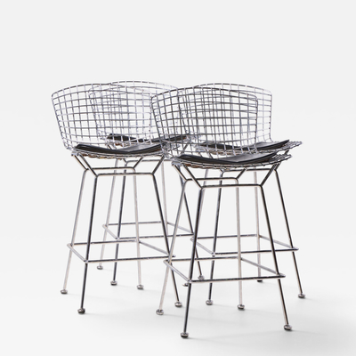 Harry Bertoia Harry Bertoia for Knoll Mid Century Chrome Bar Stools Set of 4