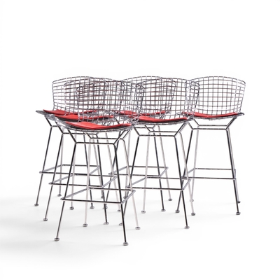 Harry Bertoia Harry Bertoia for Knoll Mid Century Chrome Bar Stools Set of 6