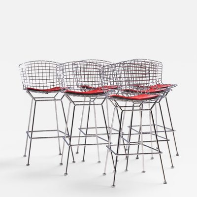 Harry Bertoia Harry Bertoia for Knoll Mid Century Chrome Bar Stools Set of 6