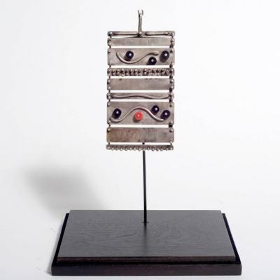 Harry Bertoia Important Harry Bertoia Silver Ebony and Coral Pendant USA circa 1950