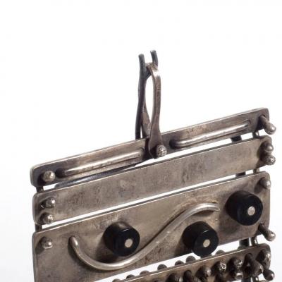 Harry Bertoia Important Harry Bertoia Silver Ebony and Coral Pendant USA circa 1950