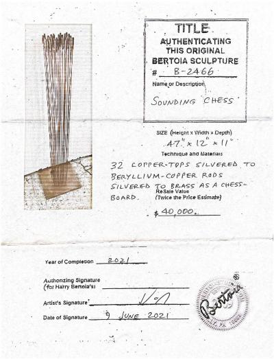 Harry Bertoia Large Bertoia Studios 32 Rod Sounding Chess B 2466 Copper Brass Sculpture