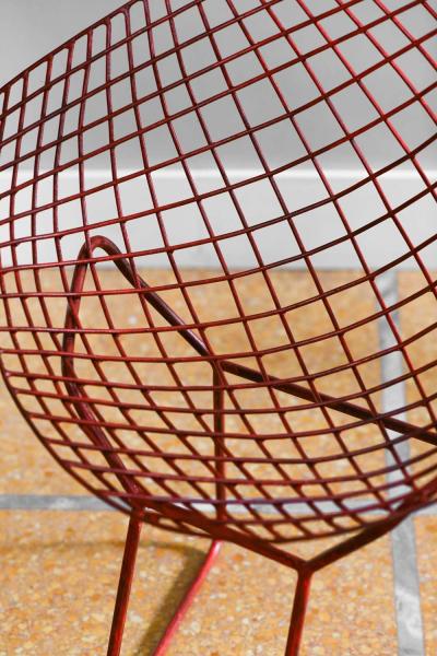Harry Bertoia Pair of China red lacquered Diamond chairs by Harry Bertoia 1950