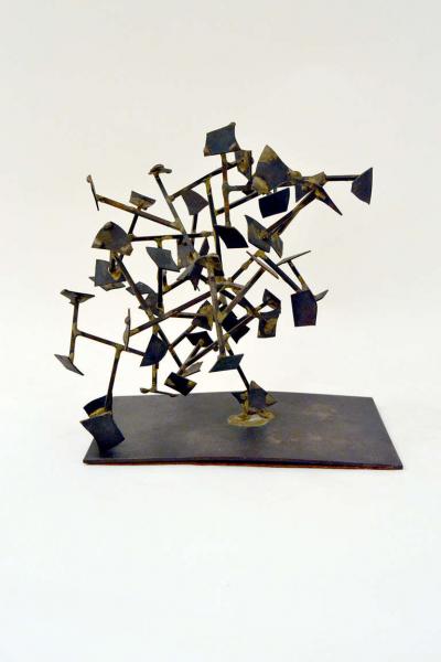 Harry Bertoia Unique Welded Steel and Brass Sculpture by Harry Bertoia