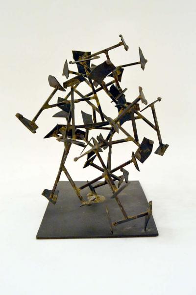 Harry Bertoia Unique Welded Steel and Brass Sculpture by Harry Bertoia