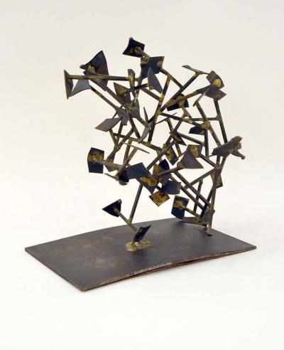 Harry Bertoia Unique Welded Steel and Brass Sculpture by Harry Bertoia