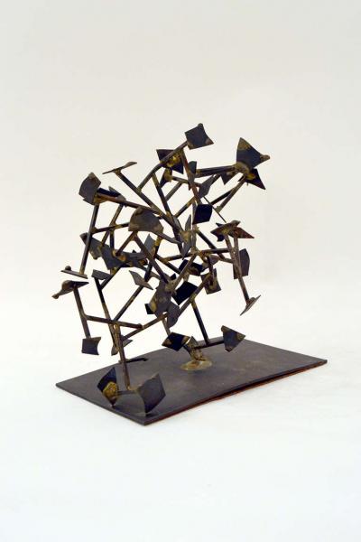 Harry Bertoia Unique Welded Steel and Brass Sculpture by Harry Bertoia