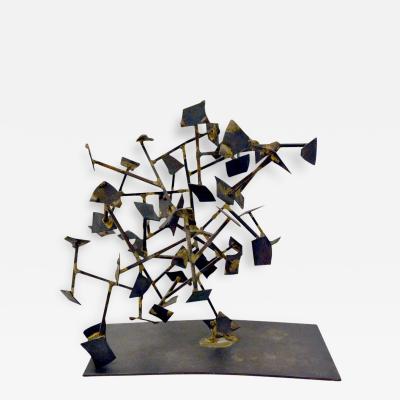 Harry Bertoia Unique Welded Steel and Brass Sculpture by Harry Bertoia