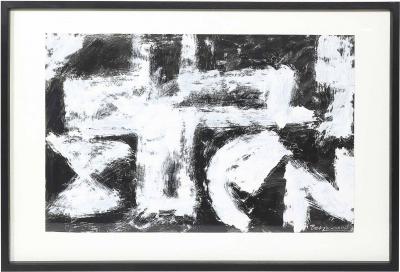 Harry Bertschmann Mid Century Dakota Series B W Abstract Acrylic on Paper by Harry Bertschmann