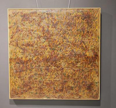 Harry D Bouras Harry Bouras 1931 1990 Transitional Message Oil on Board 1974 Signed