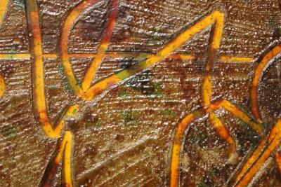 Harry D Bouras Harry Bouras 1931 1990 Transitional Message Oil on Board 1974 Signed