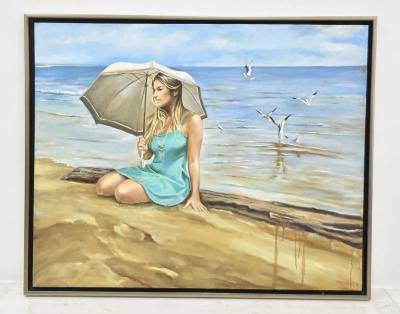 Harry McCormich HARRY McCORMICK OIL ON CANVAS BEACH SCENE