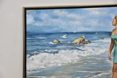Harry McCormick HARRY McCORMICK OIL PAINTING WOMAN ON BEACH