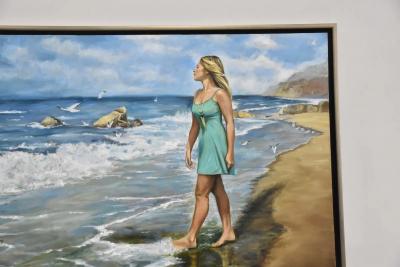 Harry McCormick HARRY McCORMICK OIL PAINTING WOMAN ON BEACH