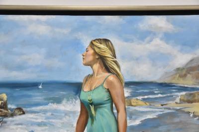 Harry McCormick HARRY McCORMICK OIL PAINTING WOMAN ON BEACH