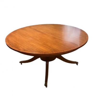 Harry Morse Meyers Regency Style Walnut Extension Dining Table with 3 Leaves Table Pads