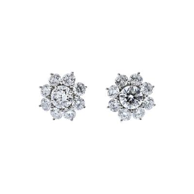 Harry Winston HARRY WINSTON 3 63 CARAT SUNFLOWER ROUND DIAMOND CLUSTER STUD EARRINGS