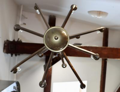 Hart Associates Associates 1970s Patinated Brass 12 Arm Chandelier Attributed To Hart Associates